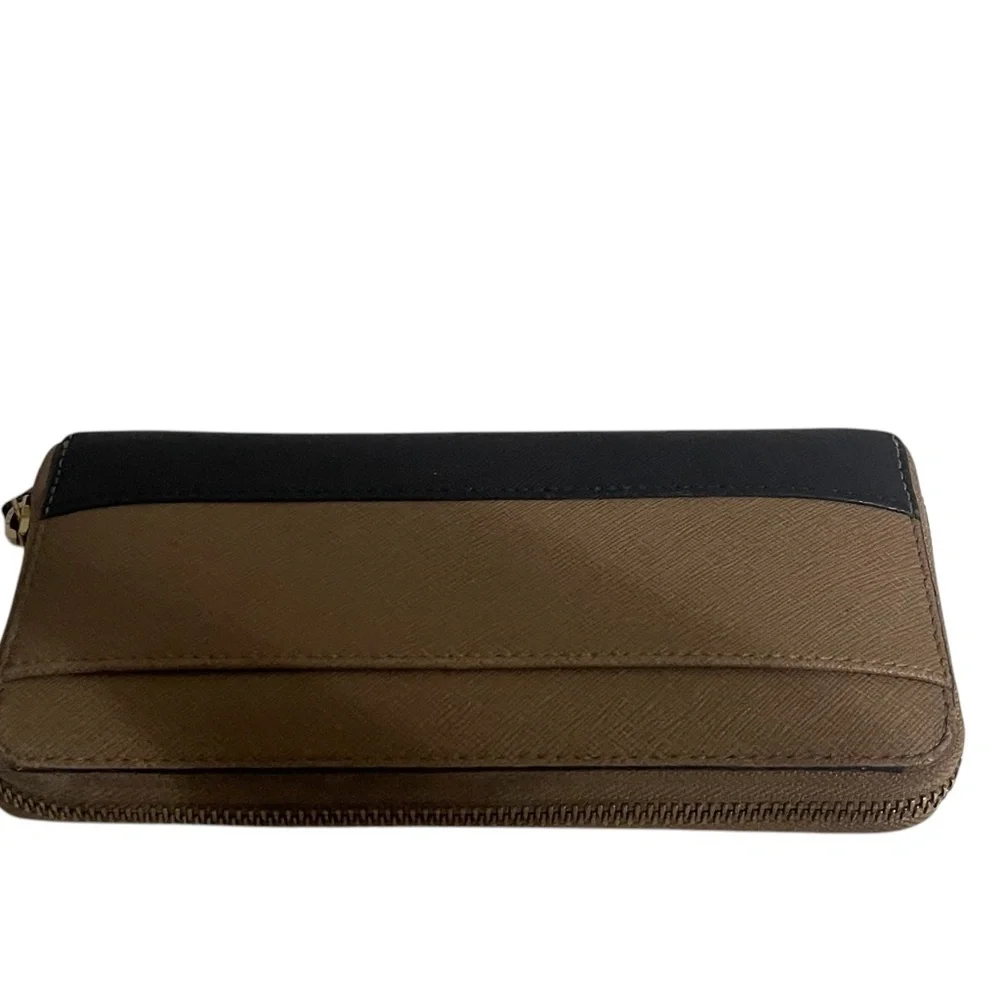 KATE SPADE NEW YORK Black & Tan Slim Bi-fold Credit Card Holder Clutch Wallet